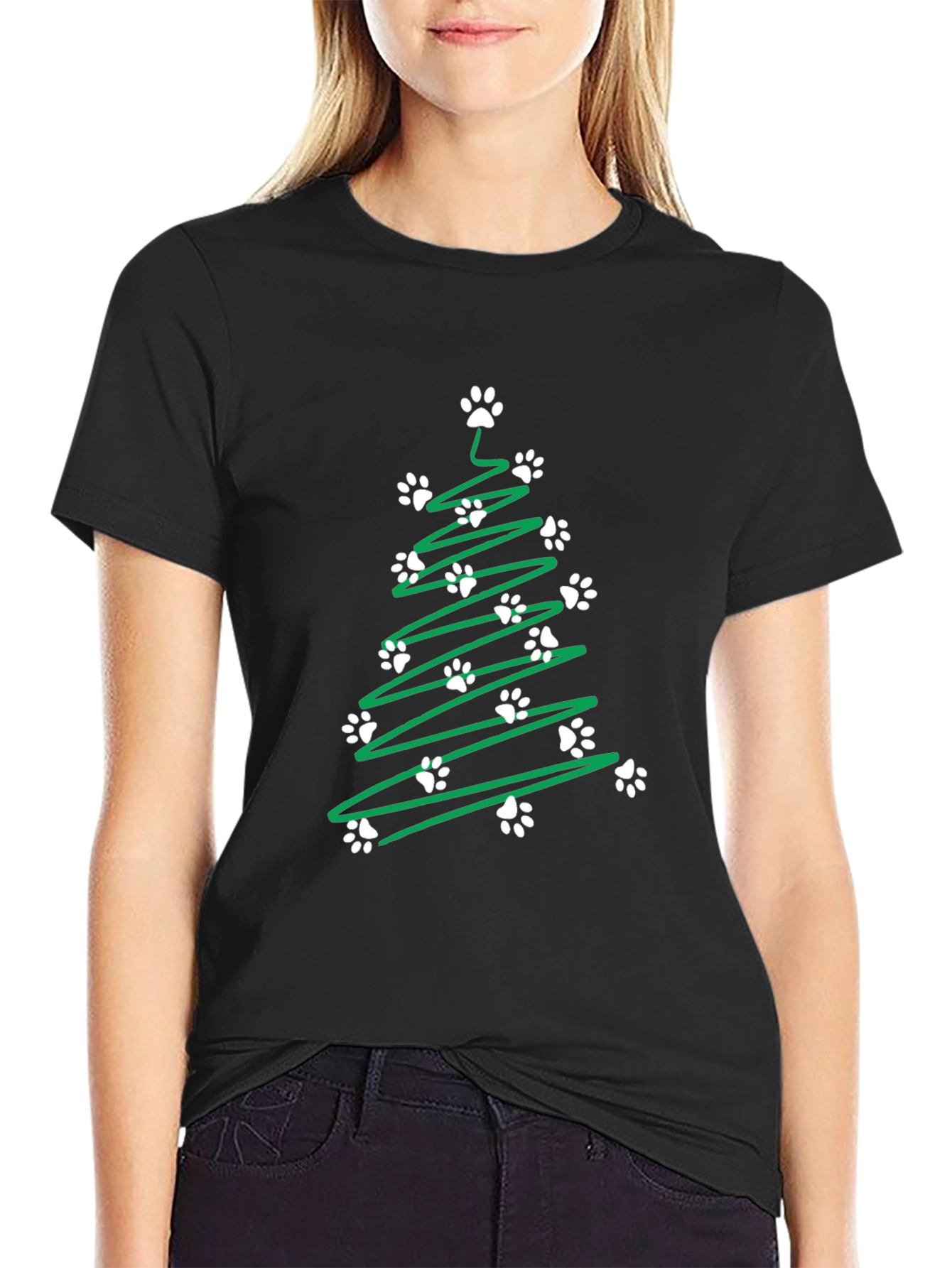 Paw Print Christmas Tree T-Shirt