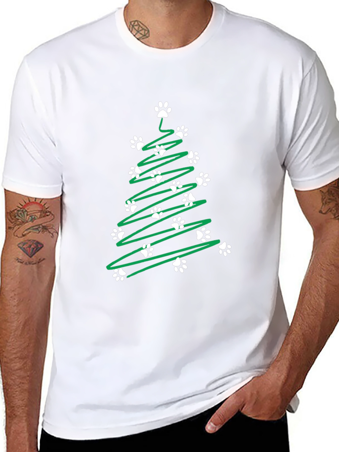 Paw Print Christmas Tree T-Shirt