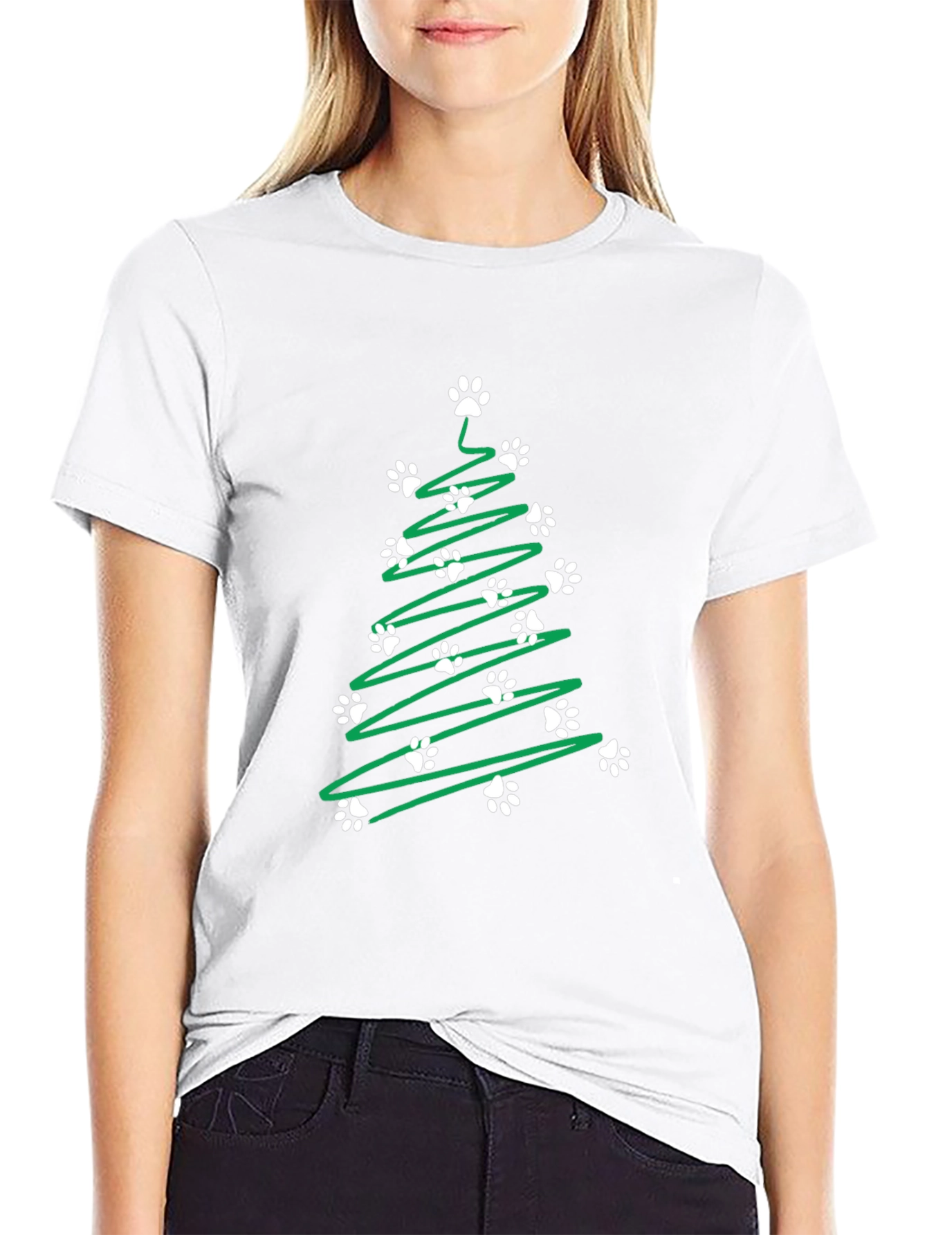 Paw Print Christmas Tree T-Shirt