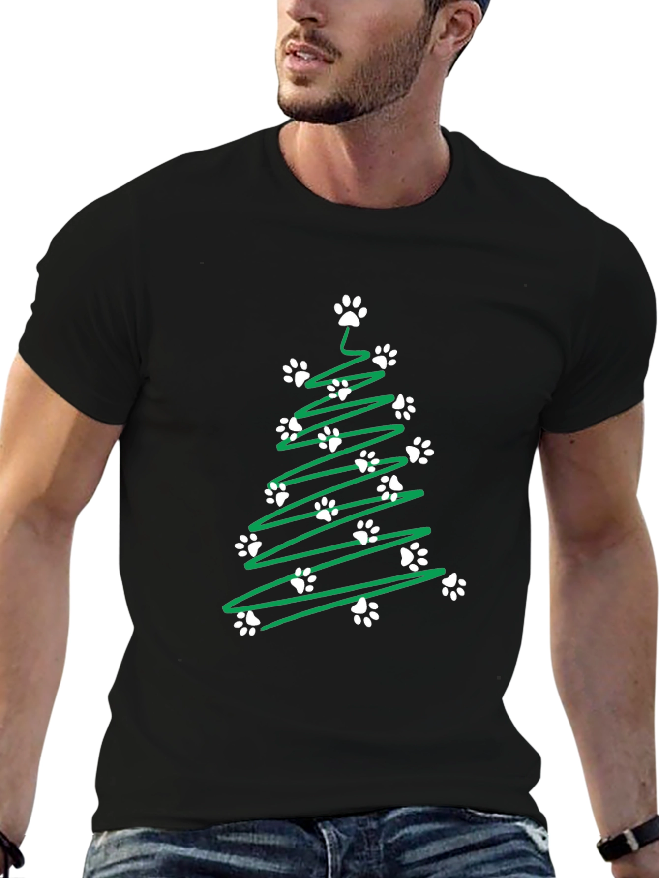Paw Print Christmas Tree T-Shirt