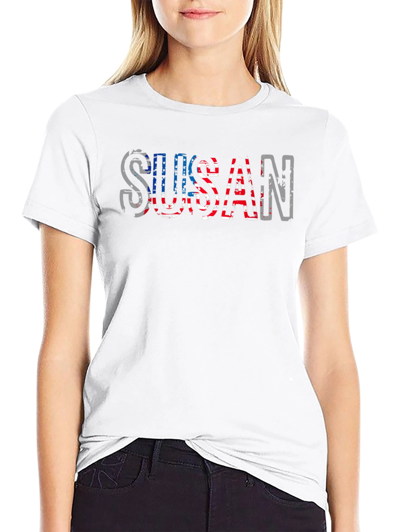 Susan Patriotic American Flag T-Shirt