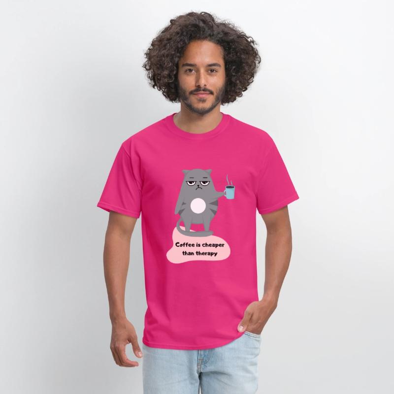 Coffee is Cheaper than Therapy - Cat Lover T-shirt