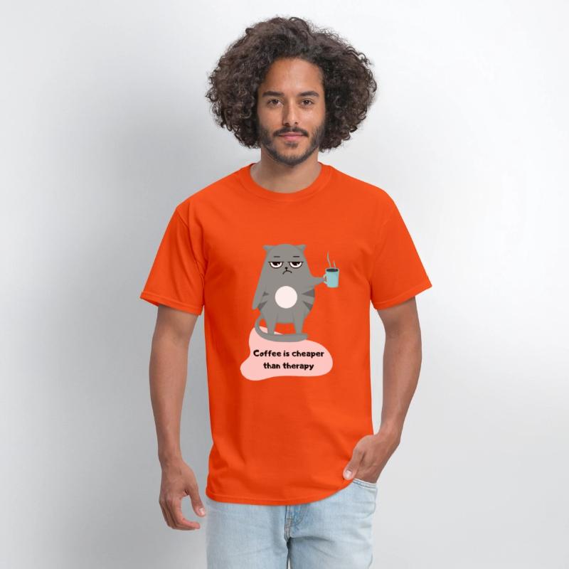 Coffee is Cheaper than Therapy - Cat Lover T-shirt