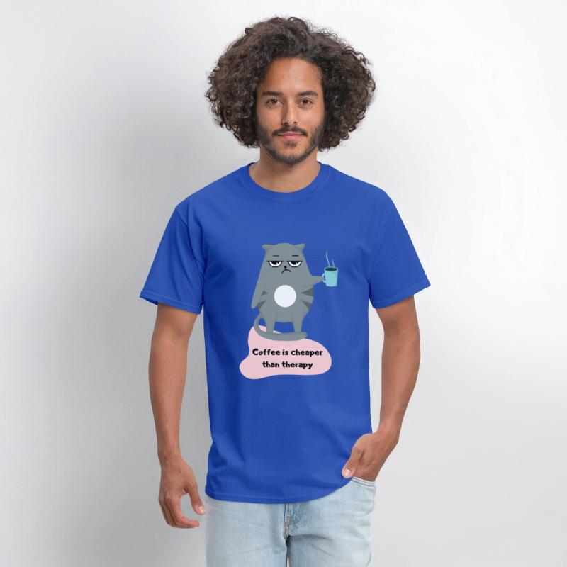 Coffee is Cheaper than Therapy - Cat Lover T-shirt