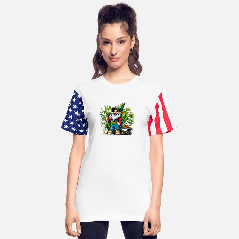 Colorful garden gnome surrounded by flowers