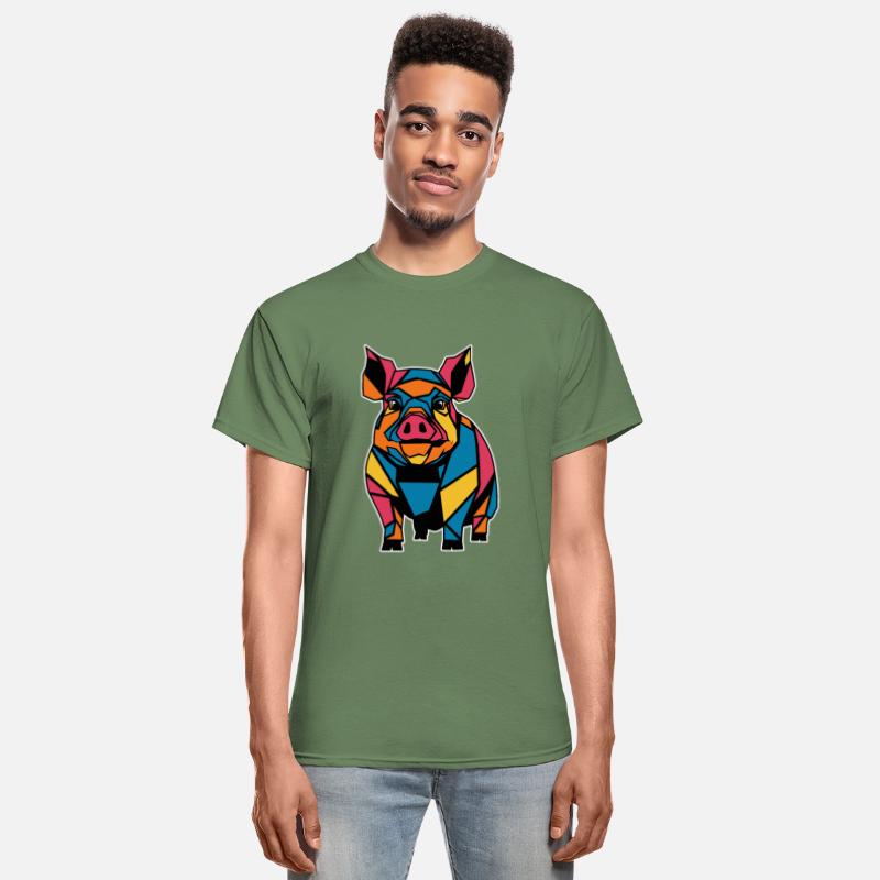 Colorful Geometric Farm Animal Graphic Pig
