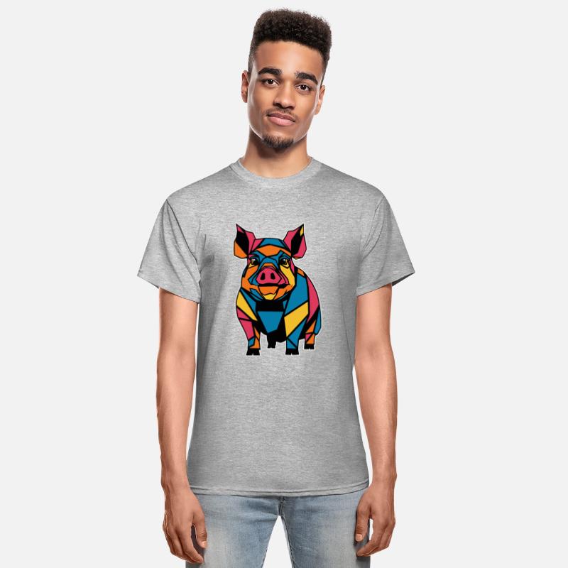 Colorful Geometric Farm Animal Graphic Pig