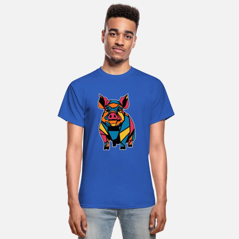 Colorful Geometric Farm Animal Graphic Pig