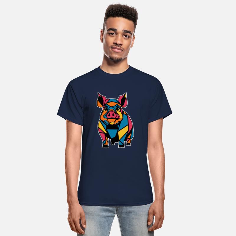Colorful Geometric Farm Animal Graphic Pig