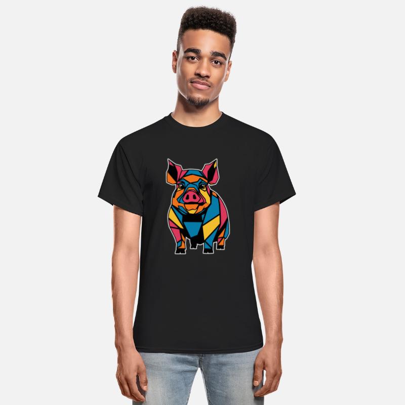 Colorful Geometric Farm Animal Graphic Pig