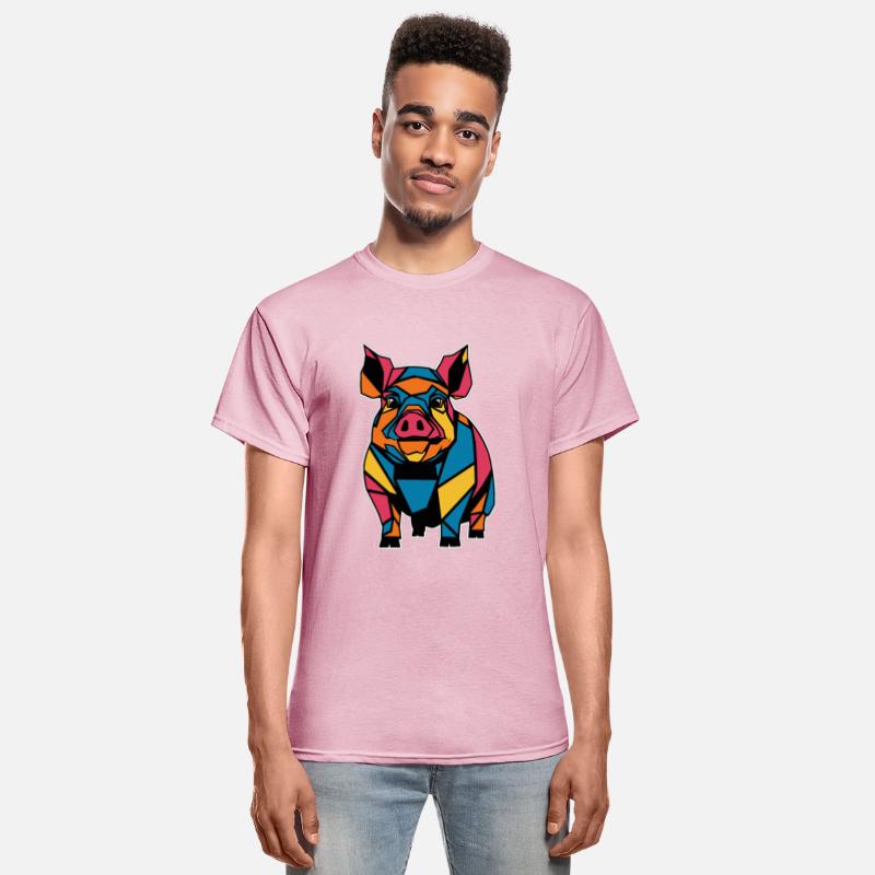 Colorful Geometric Farm Animal Graphic Pig