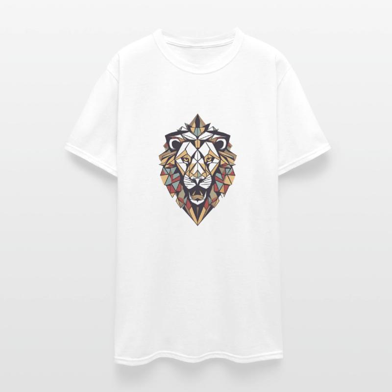 "Cosmic Geometric Lion T-Shirt: Majestic Celestial