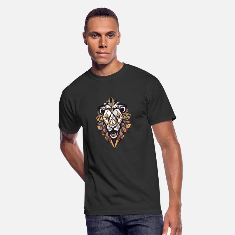 "Cosmic Geometric Lion T-Shirt: Majestic Celestial