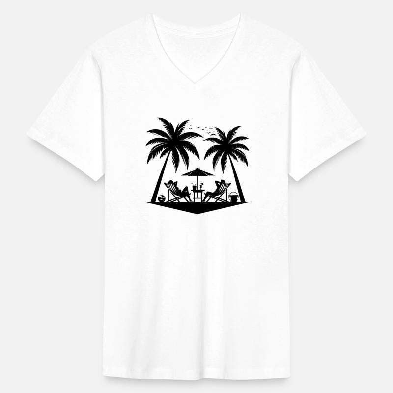 Couple Vacation With Palm Trees On The Beach