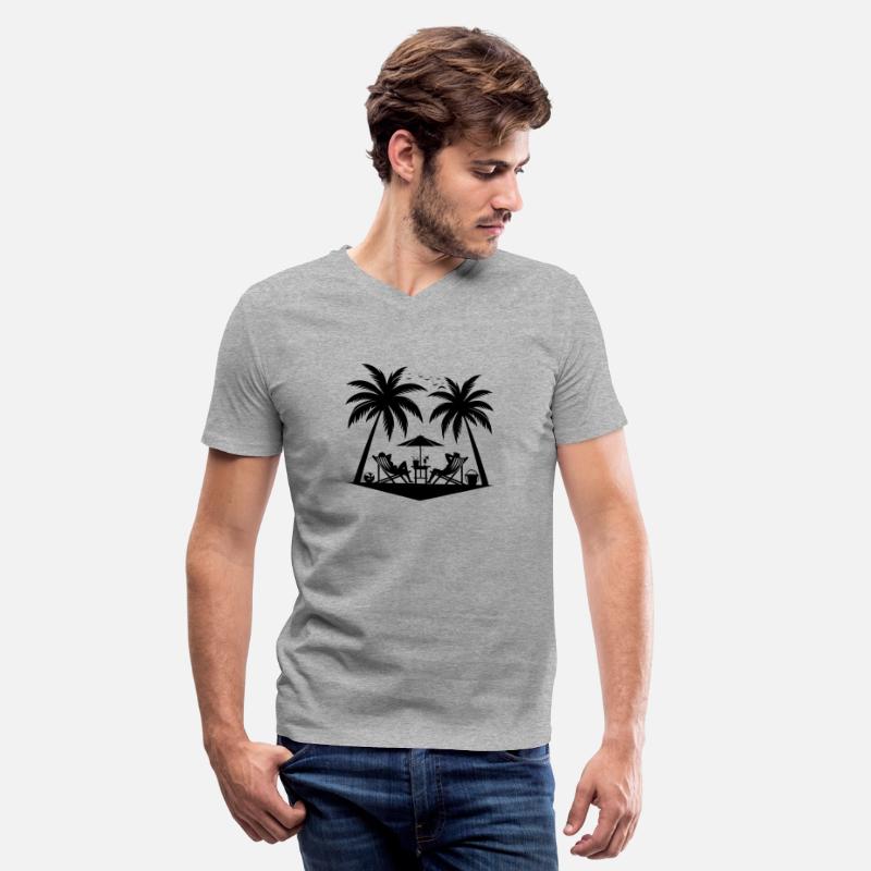 Couple Vacation With Palm Trees On The Beach