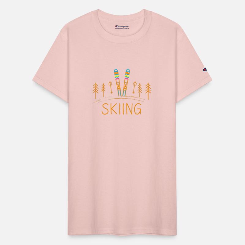 Crayon Illustration Of Vibrant Skis and poles