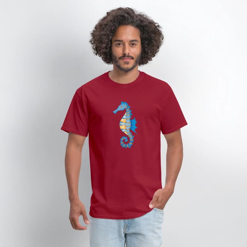 cute blue seahorse in comic style