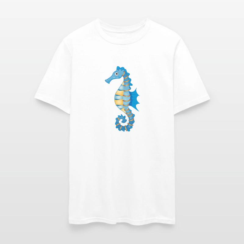 cute blue seahorse in comic style