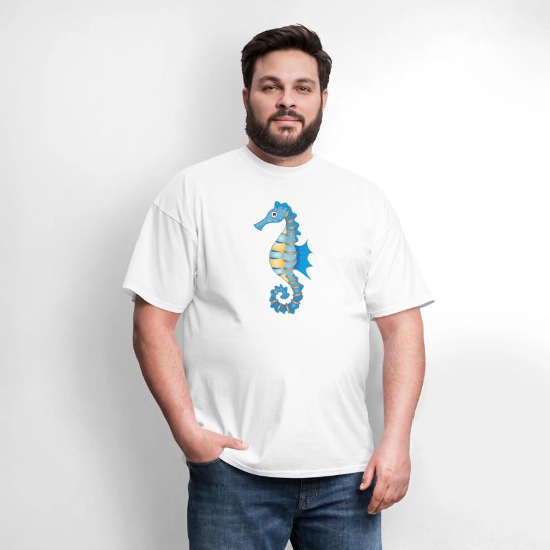 cute blue seahorse in comic style
