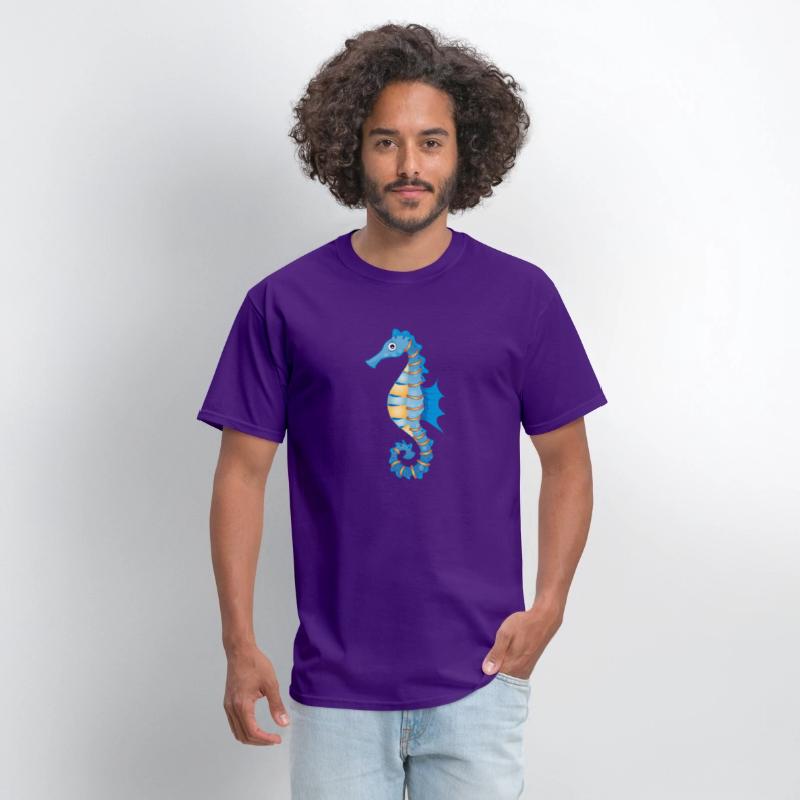 cute blue seahorse in comic style
