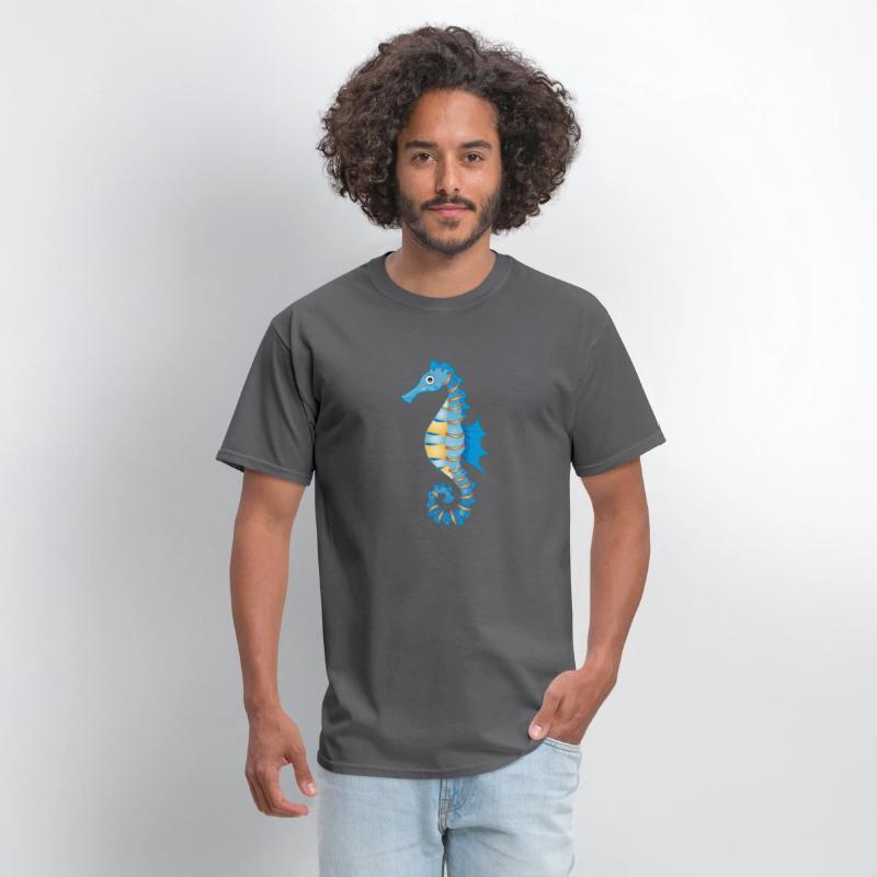 cute blue seahorse in comic style