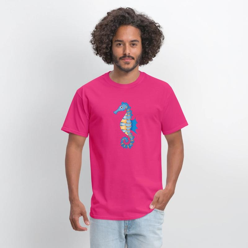 cute blue seahorse in comic style