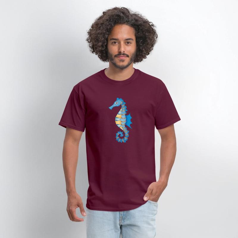 cute blue seahorse in comic style