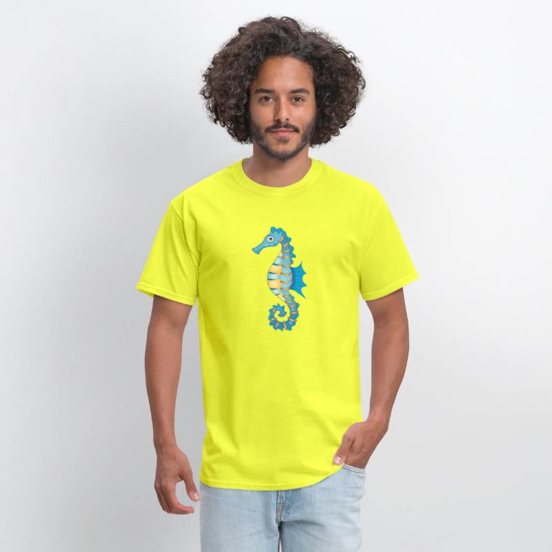 cute blue seahorse in comic style