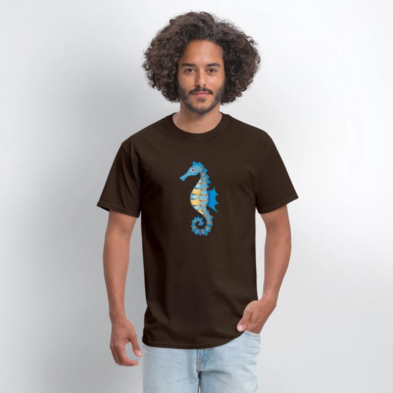 cute blue seahorse in comic style