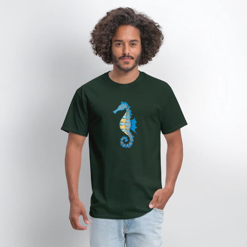 cute blue seahorse in comic style