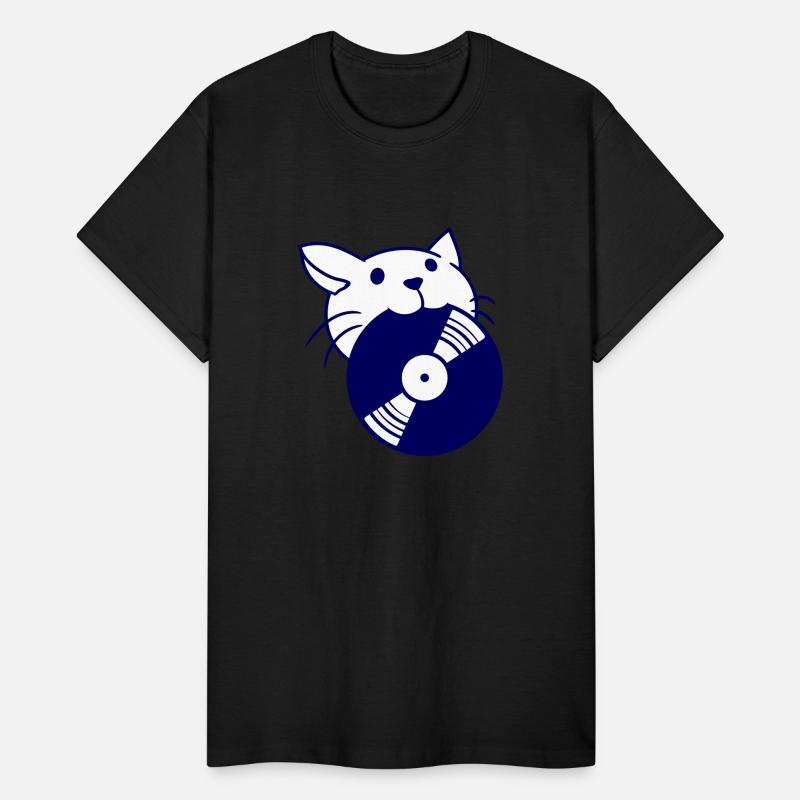 Cute DJ Cat Pet Kitten with Vinyl Record in Mouth