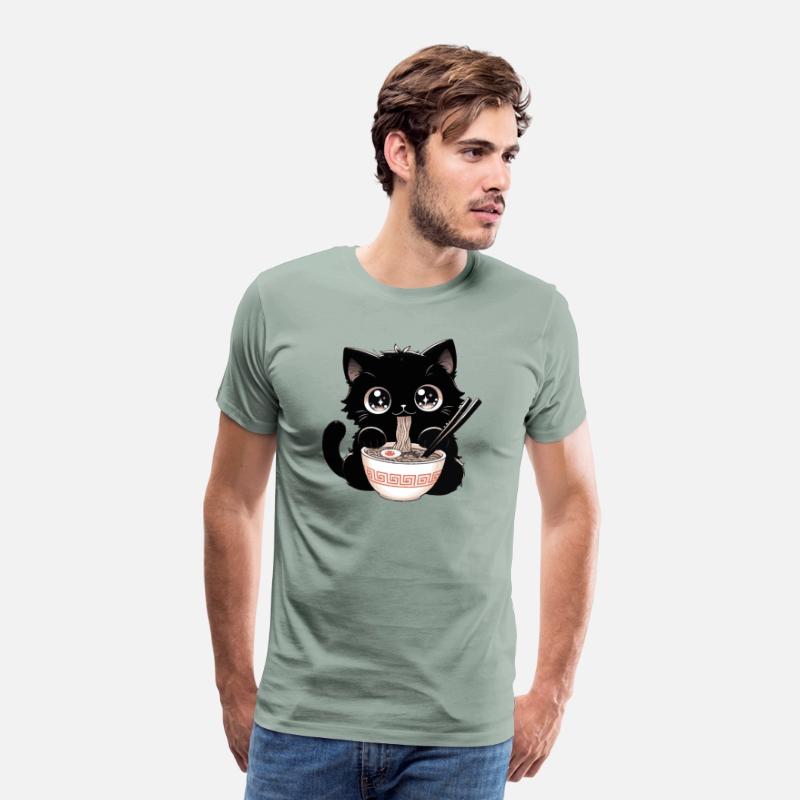 Cute Kawaii Cat eating Ramen Asian Food Gift