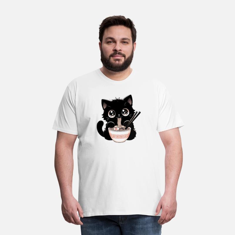 Cute Kawaii Cat eating Ramen Asian Food Gift