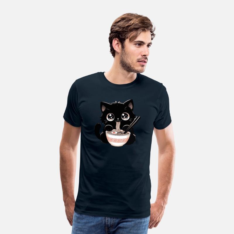 Cute Kawaii Cat eating Ramen Asian Food Gift