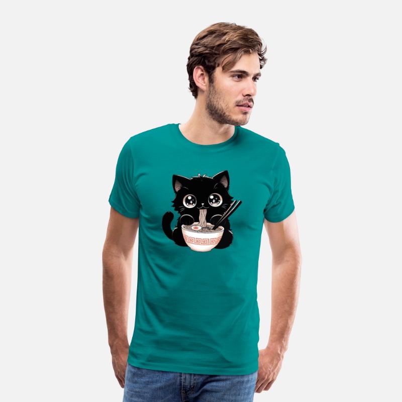 Cute Kawaii Cat eating Ramen Asian Food Gift