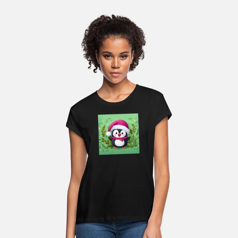 Cute Penguin Wearing Santa's Hat and a Red Scarf