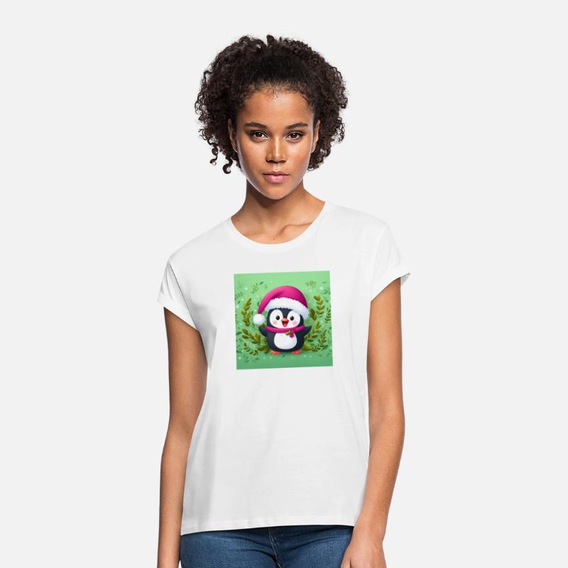 Cute Penguin Wearing Santa's Hat and a Red Scarf
