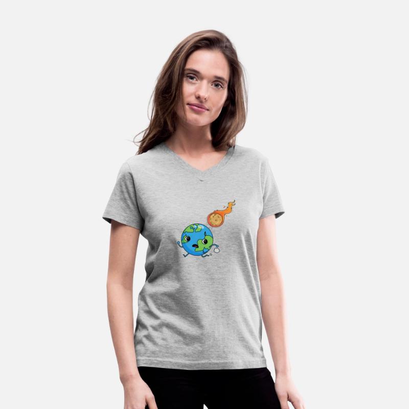 Cute planet earth running from a meteor