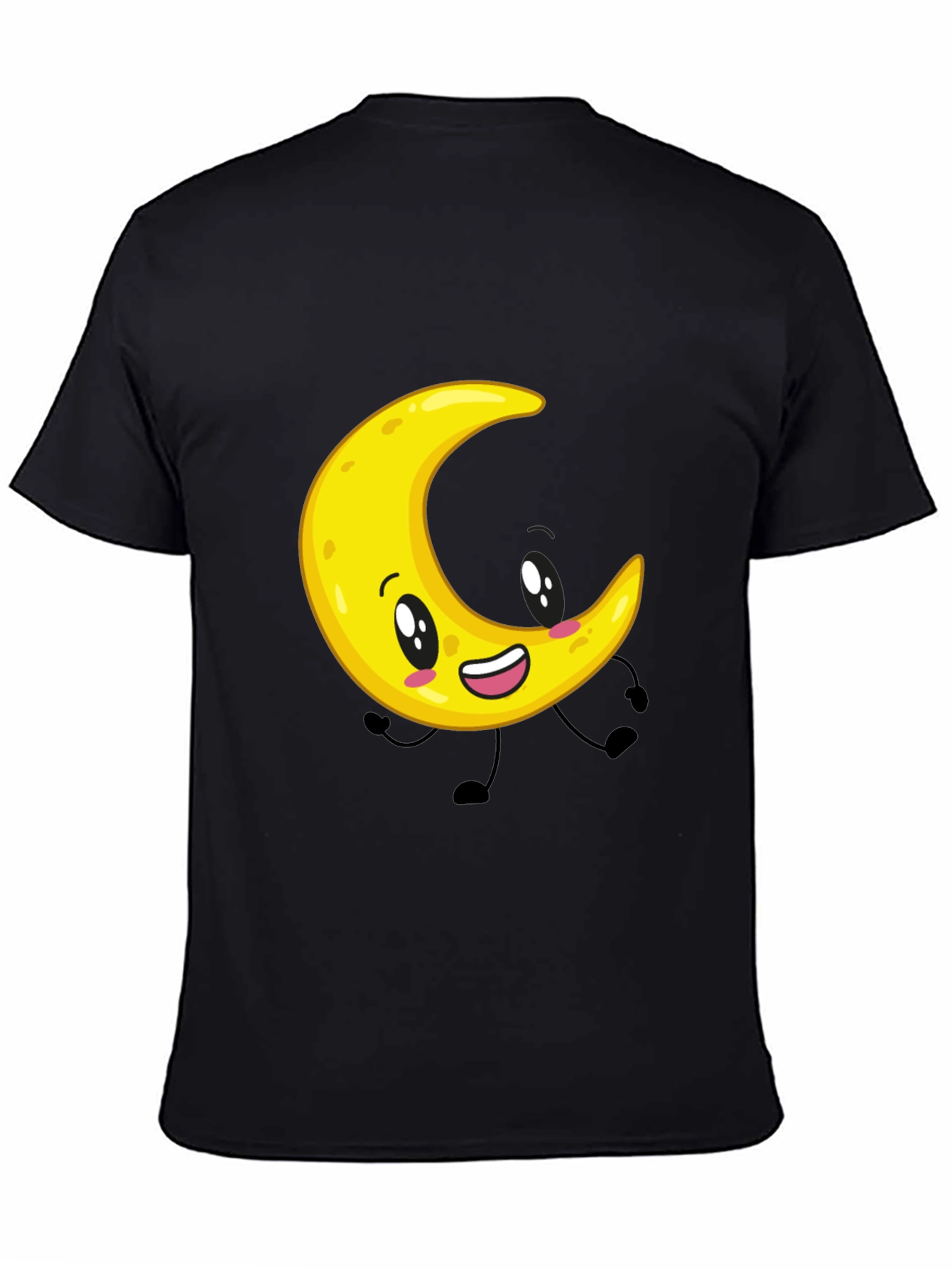Cartoon Moon Graphic Black T-Shirt