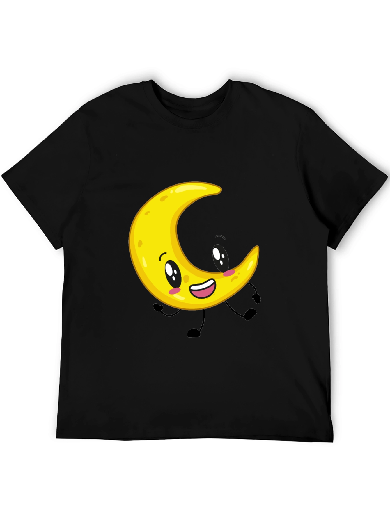 Cartoon Moon Graphic Black T-Shirt