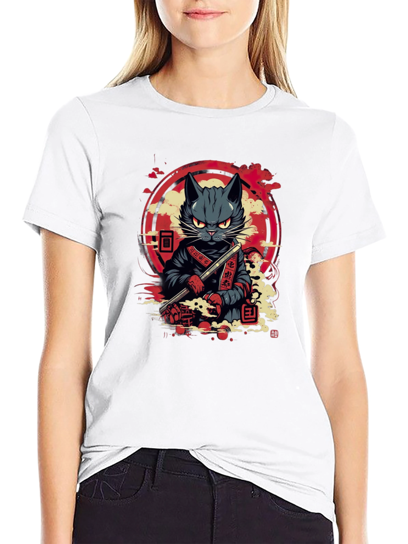 Samurai Cat T-Shirt - Unique Graphic Tee