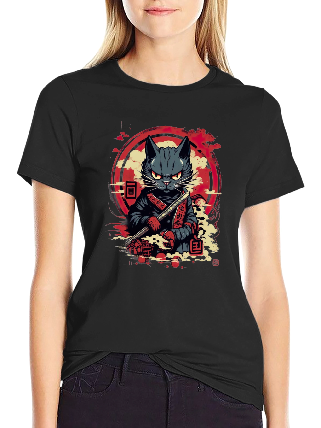 Samurai Cat T-Shirt - Unique Graphic Tee