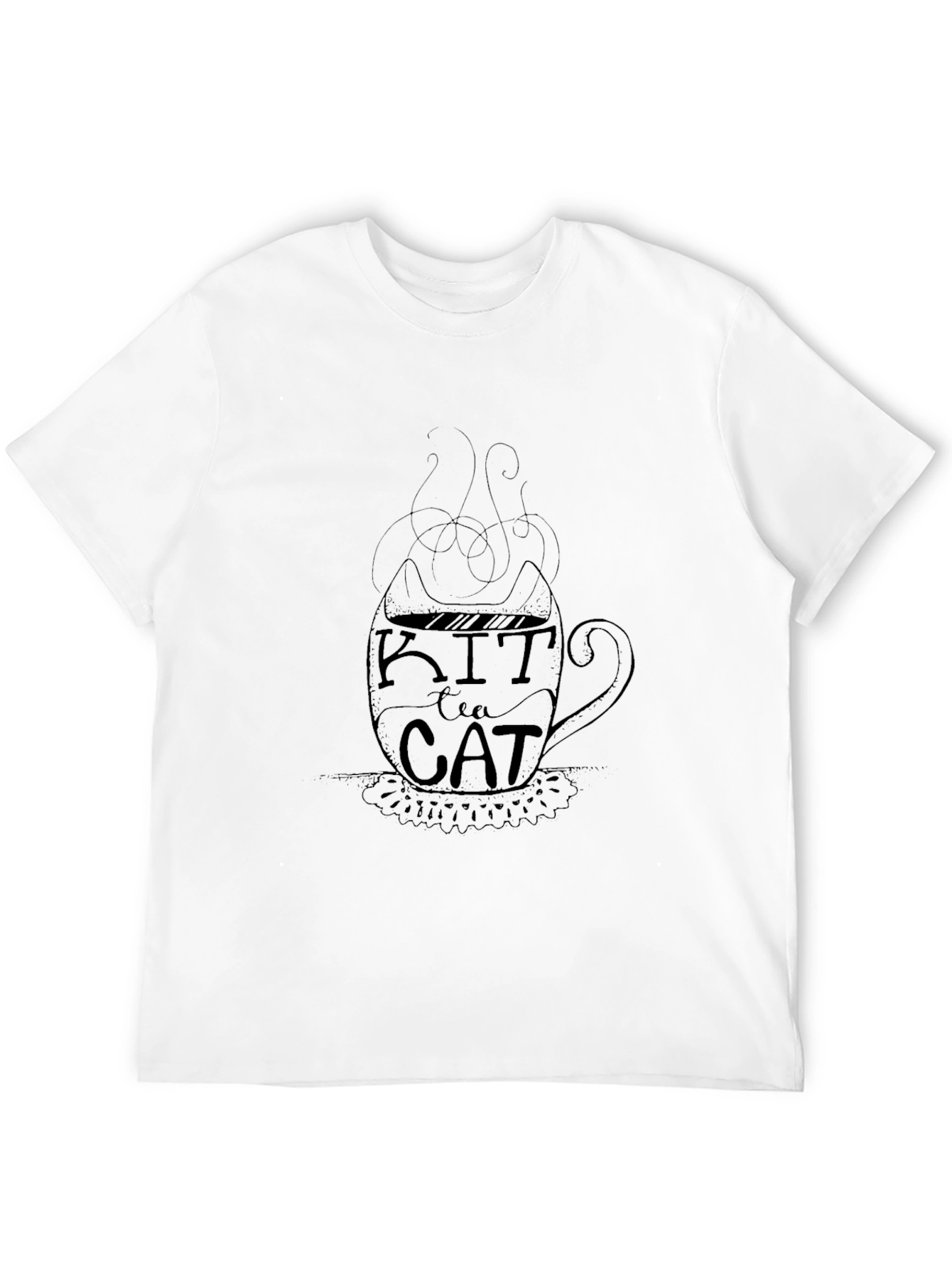 Kit Tea Cat Graphic T-Shirt - Black