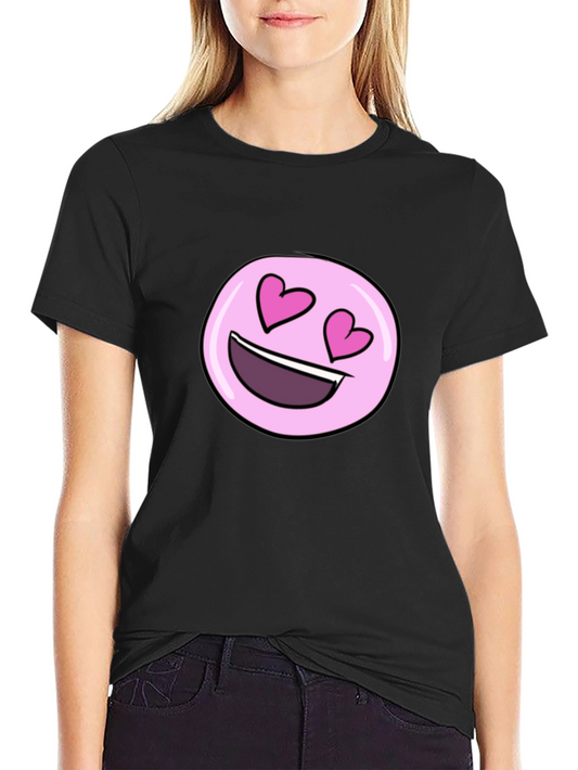 Emoji Heart Eyes T-Shirt - Black Crew Neck Graphic Tee