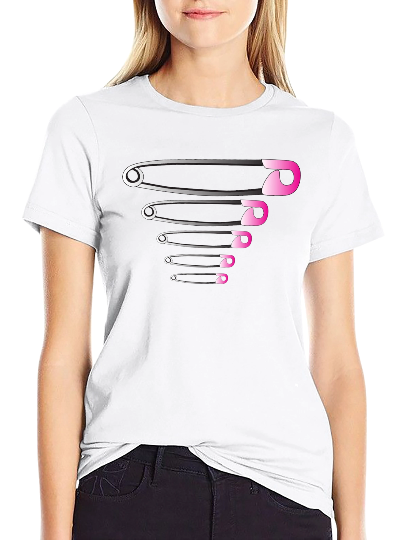 Safety Pin Graphic Tee - Modern Casual Style
