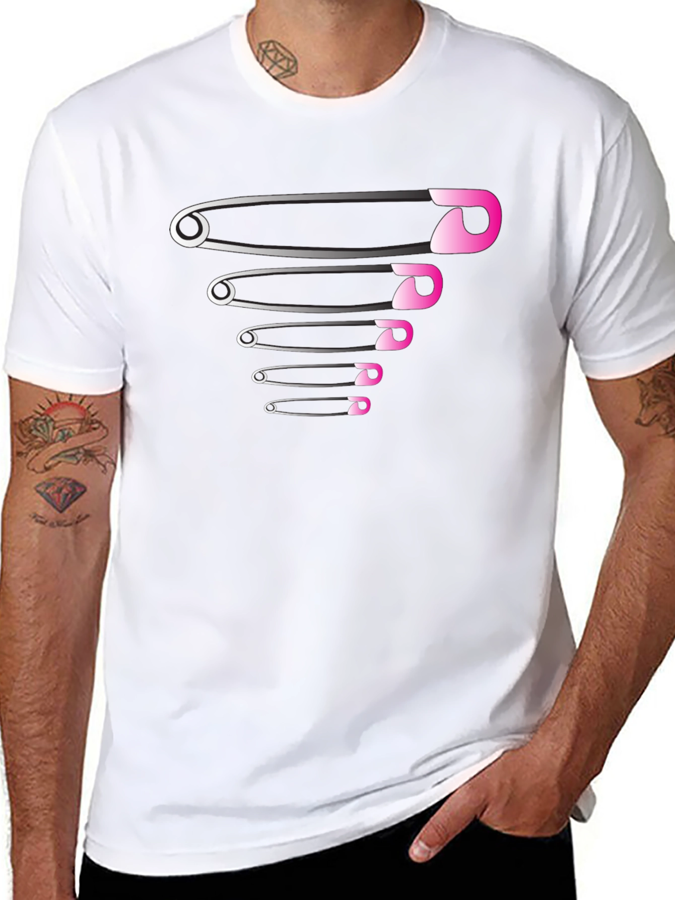 Safety Pin Graphic Tee - Modern Casual Style