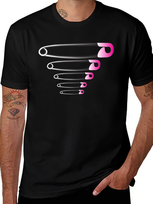 Safety Pin Graphic Tee - Modern Casual Style