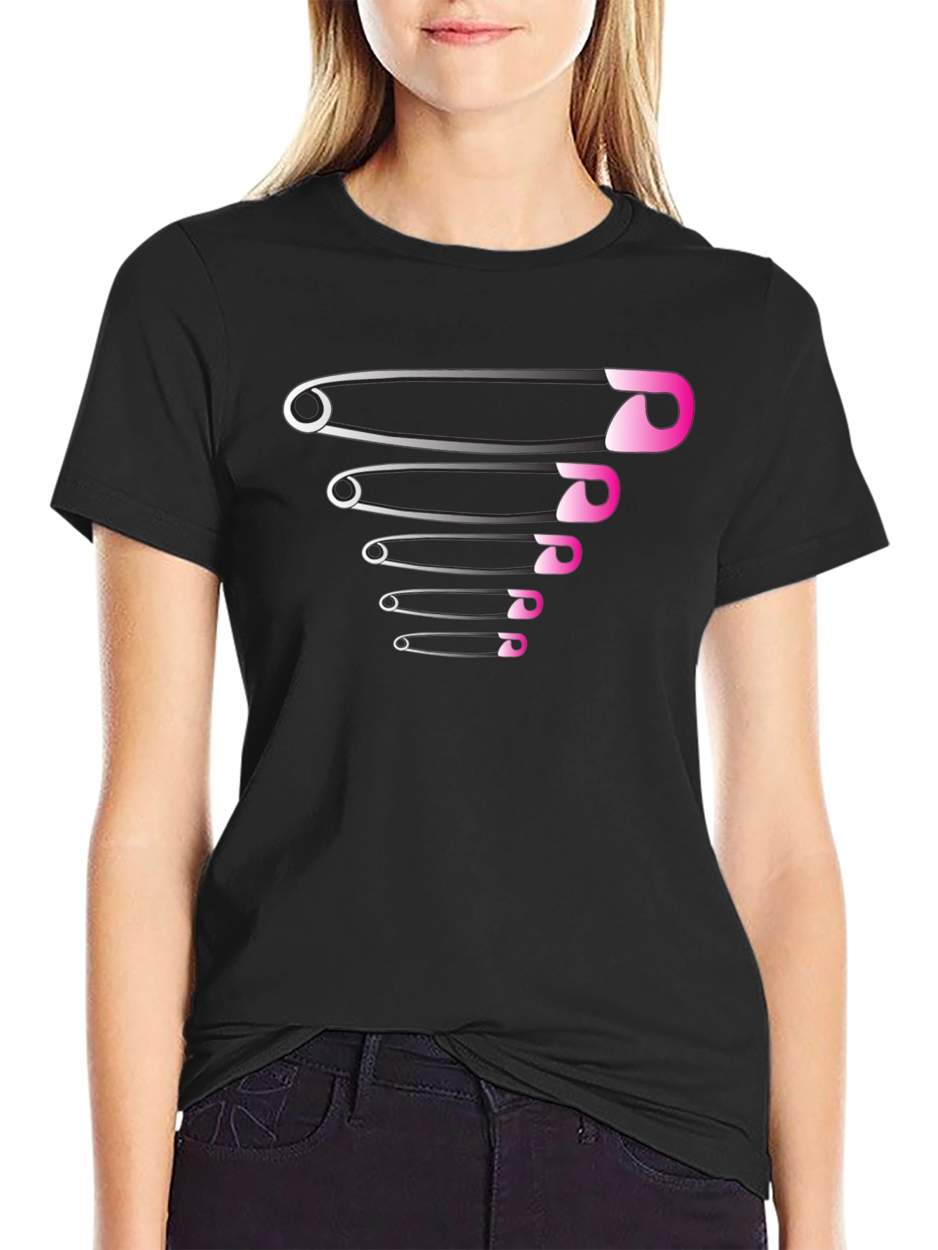 Safety Pin Graphic Tee - Modern Casual Style