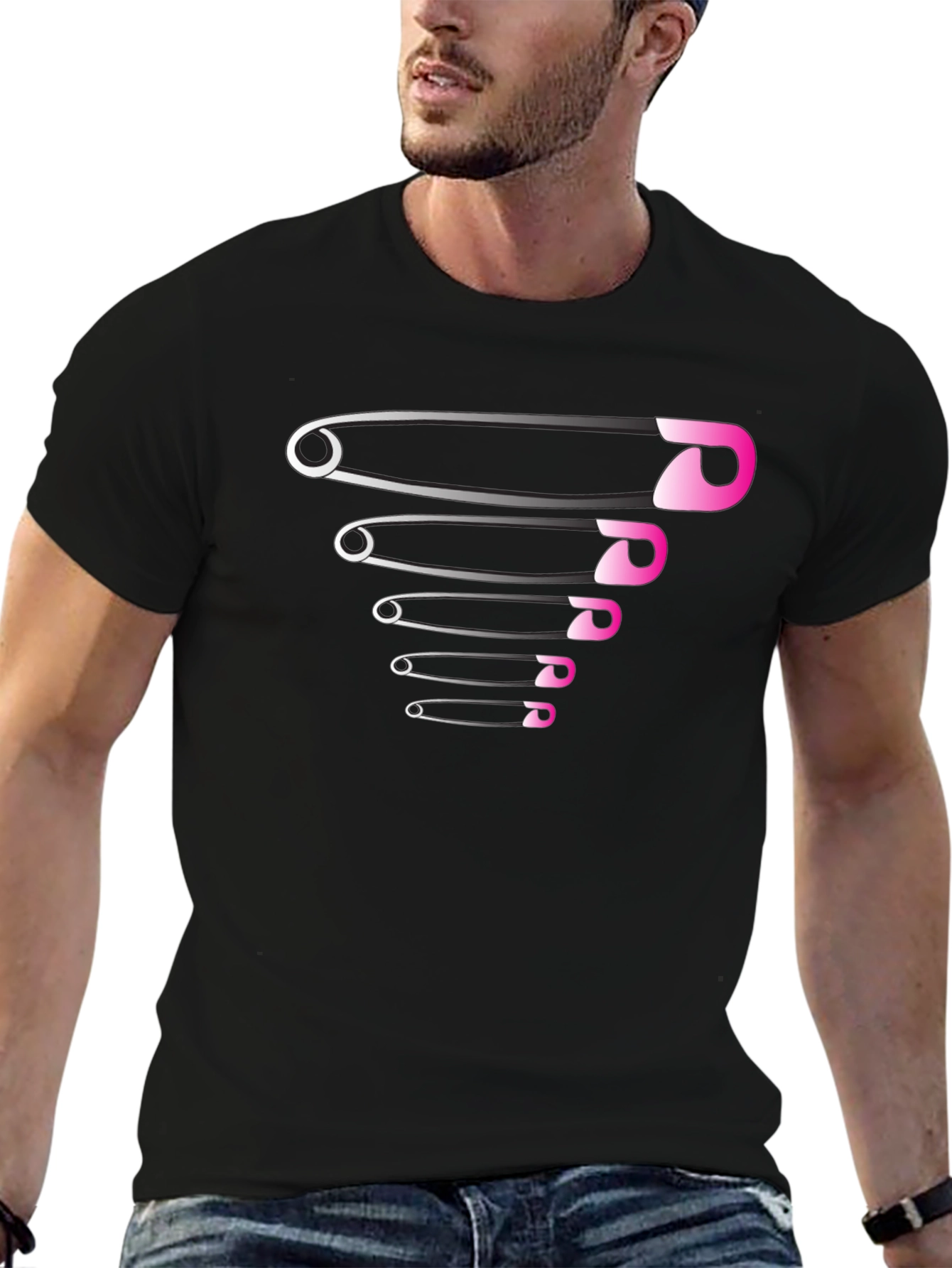 Safety Pin Graphic Tee - Modern Casual Style