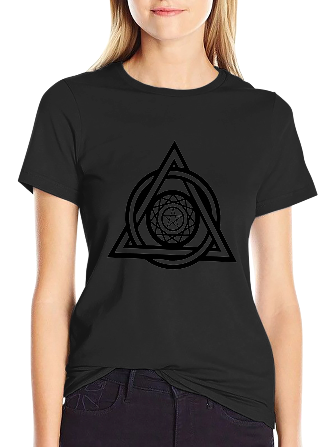 Mystic Symbol Graphic Tee - Black Cotton Blend